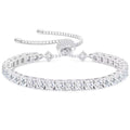 White Gold plated 3mm VVS1 Moissanite adjustable tennis bracelet