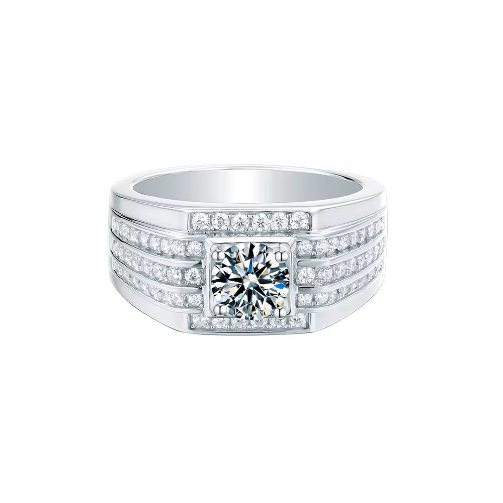 Mens VVS1 1 carat Moissanite ring