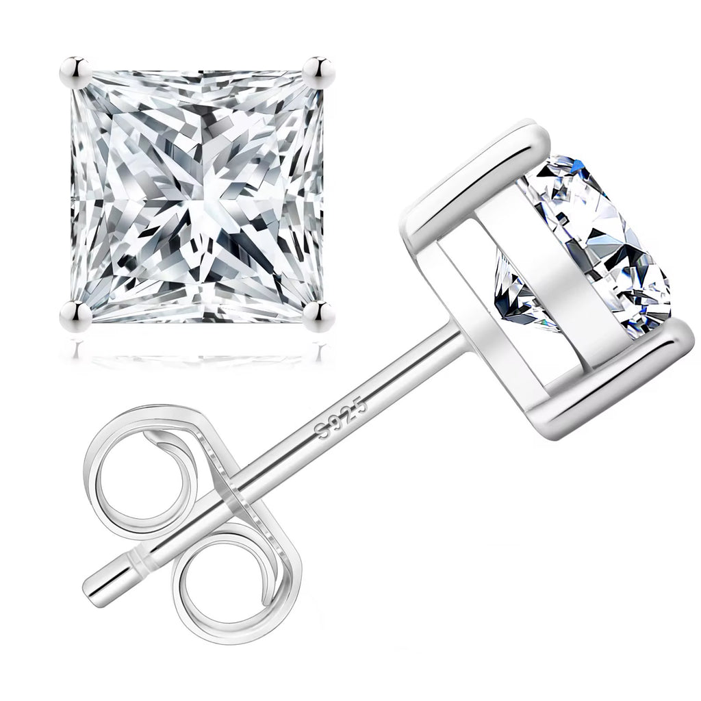 VVS1 1.2-2 carat princess cut Moissanite earrings