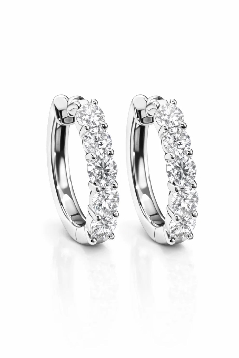 VVS1 Moissanite 0.6-1 carat hoop earrings white gold plated