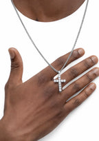 VVS1 Moissanite cross pendant cuban chain necklace 1.1 carat