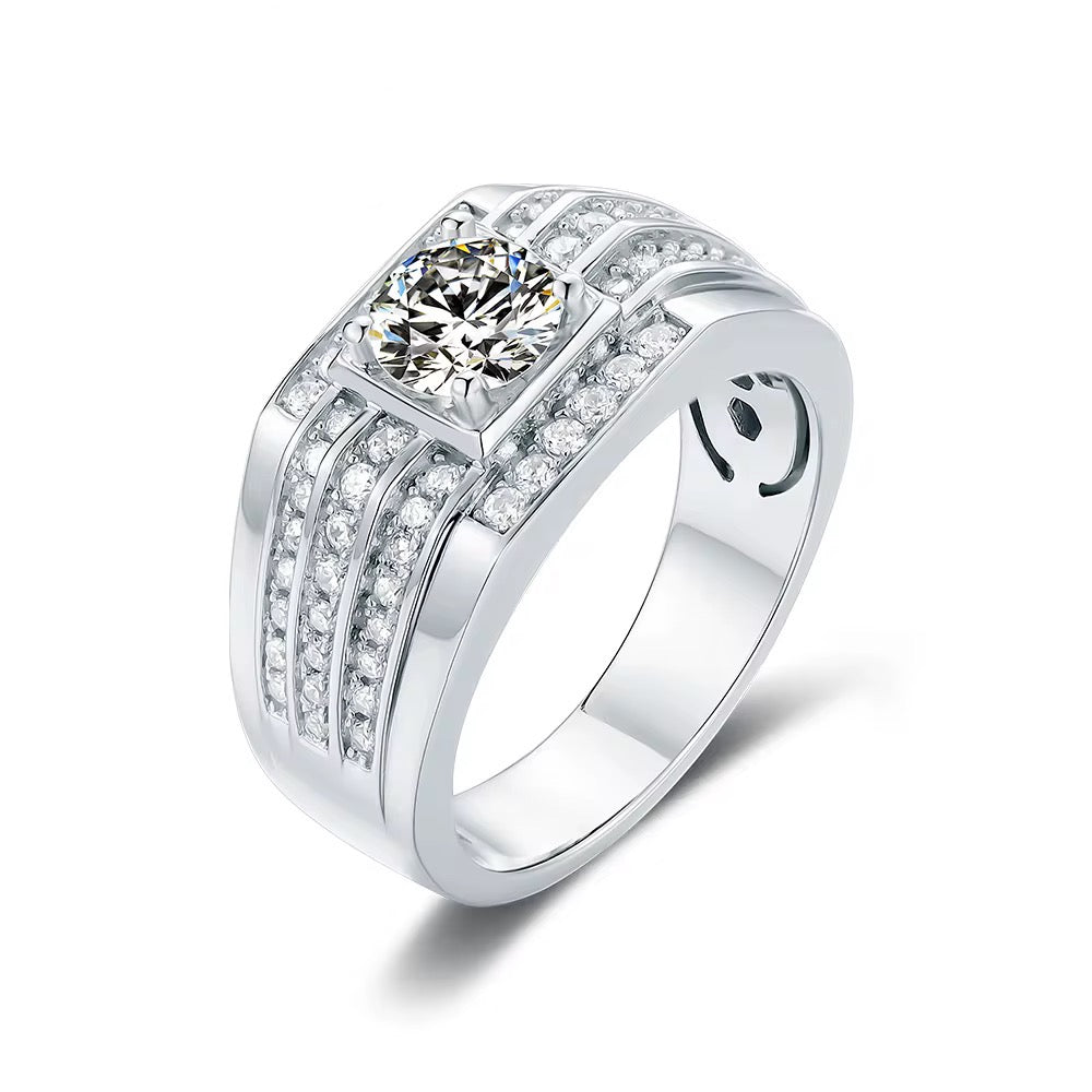 Mens VVS1 1 carat Moissanite ring