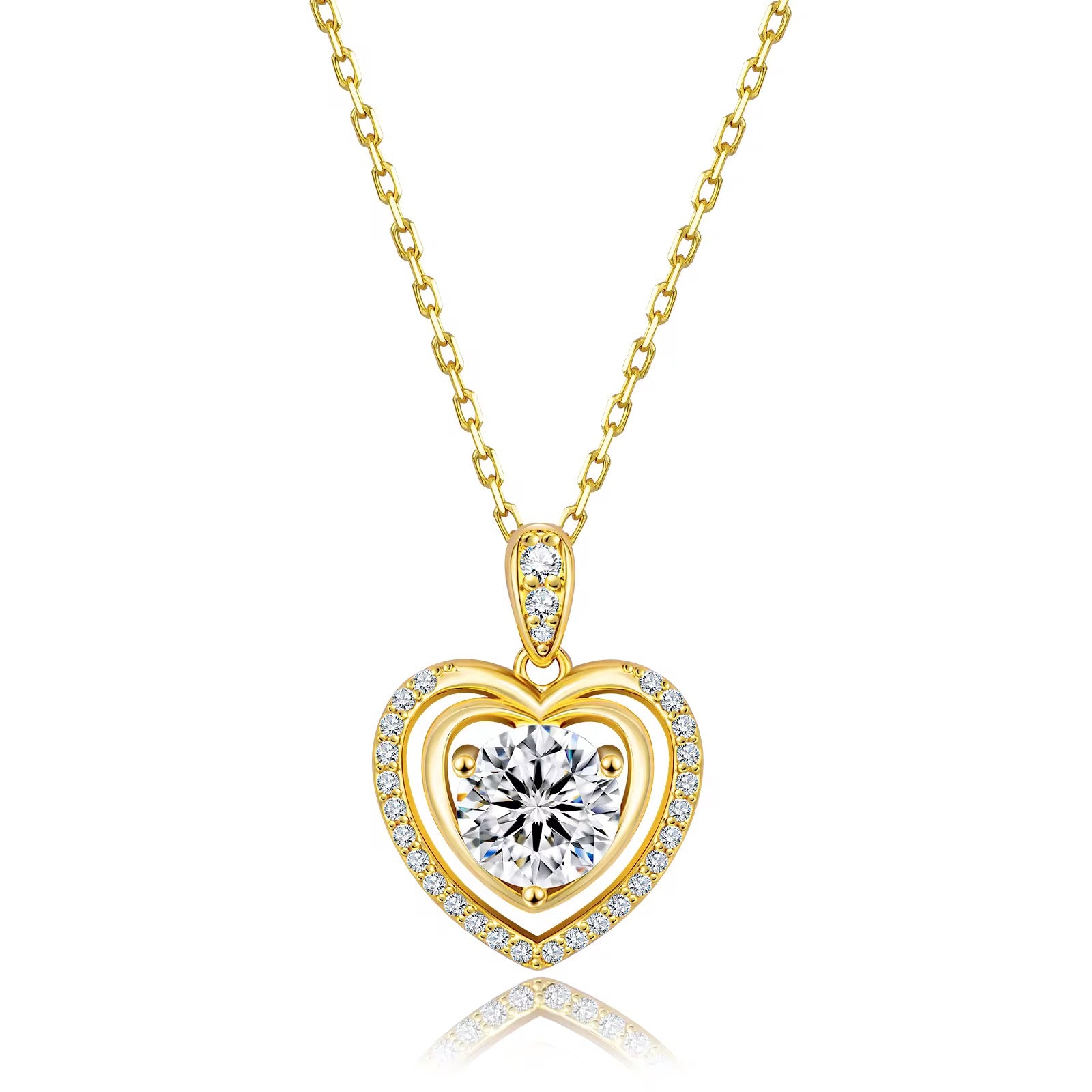 VVS1 Moissanite double heart pendant necklace 1-3 carat