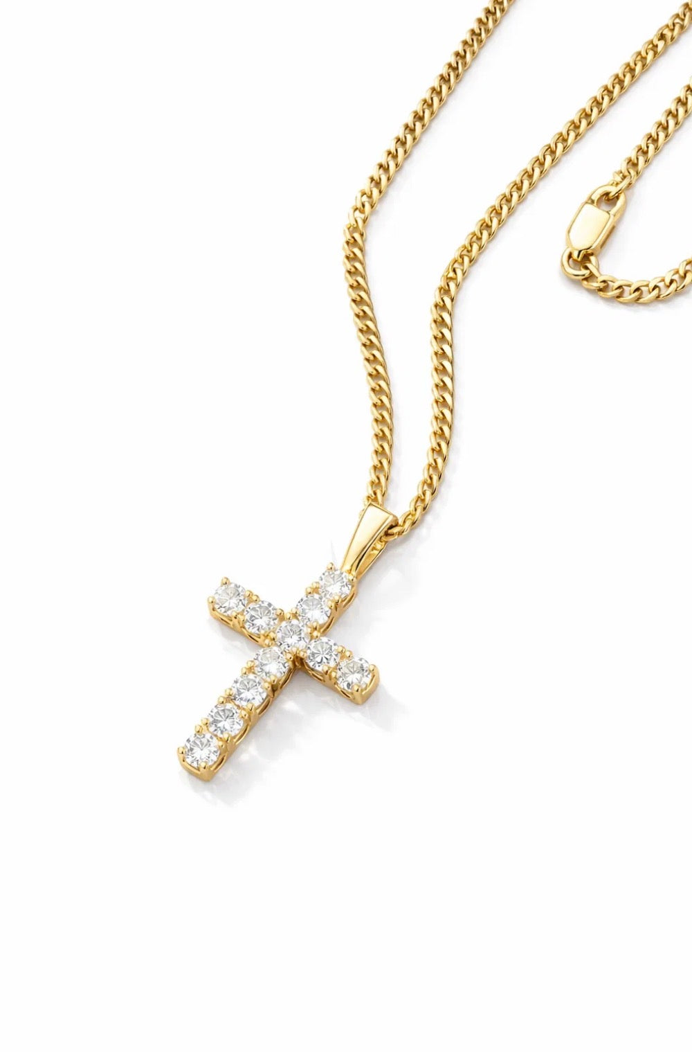 VVS1 Moissanite cross pendant cuban chain necklace 1.1 carat