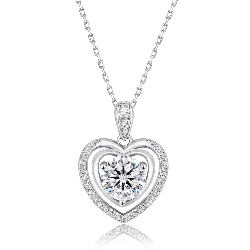 VVS1 Moissanite double heart pendant necklace 1-3 carat
