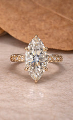 VVS D Colour 2-3 carat lab grown marquise cut diamond engagement ring with 18k solid gold band
