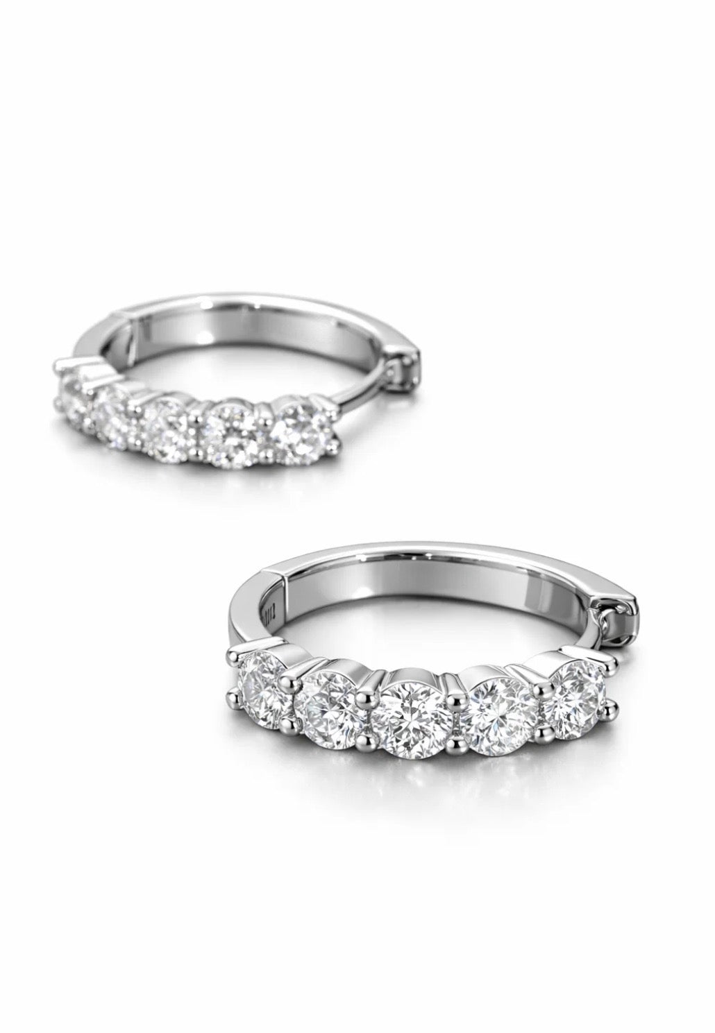 VVS1 Moissanite 0.6-1 carat hoop earrings white gold plated