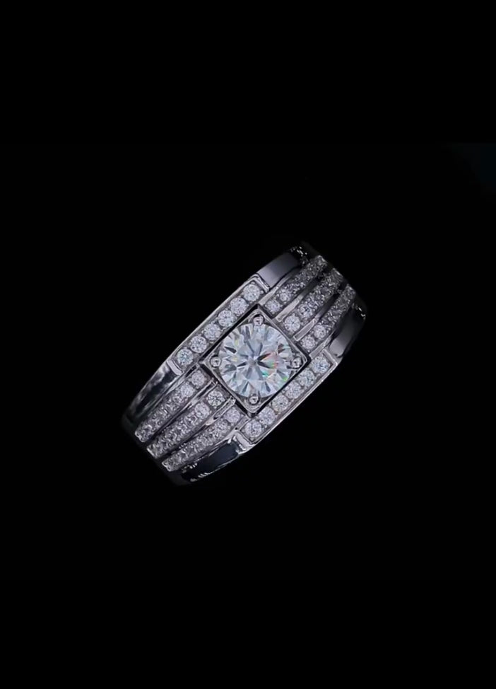 Mens VVS1 1 carat Moissanite ring